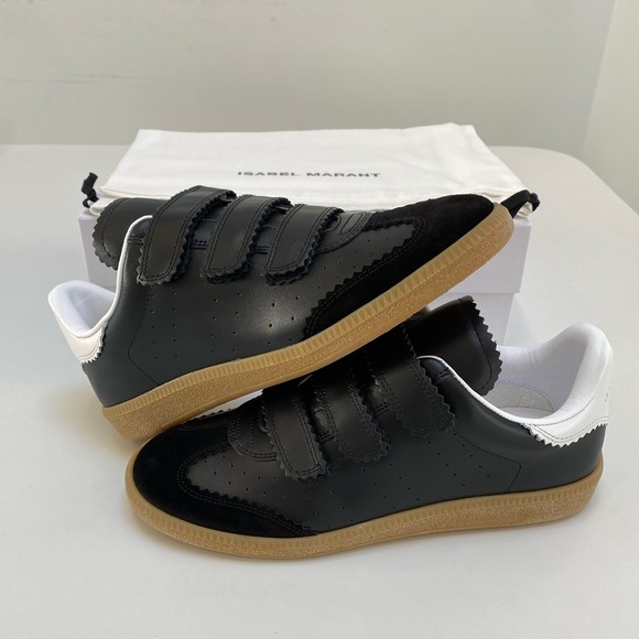 Isabel Marant Beth Sneaker in Black Leather/Gum Sole sz 39 New in Box - Picture 9 of 10